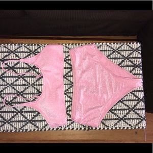 Very sparkly baby pink high waisted bikini